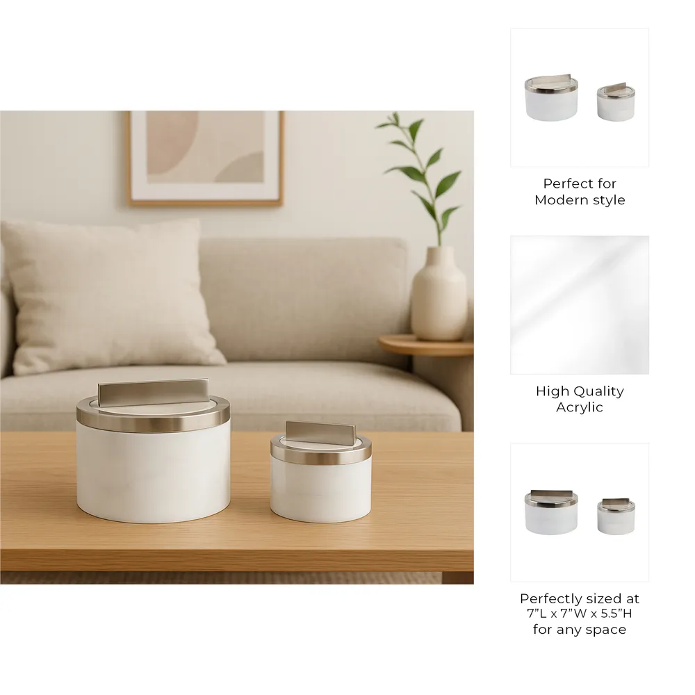 CHATHAMWORTH SET OF 2 WHITE BOXES 6 (IN)