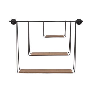 METAL/WOOD 29" 3-TIER HANGING WALL SHELF, BROWN 1