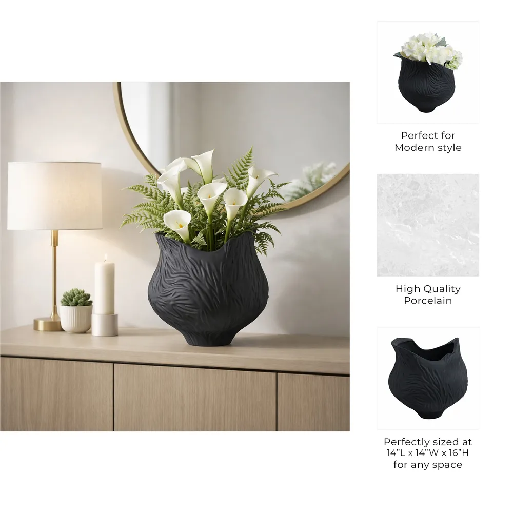 THORNTONPARK BLACK VASE 16 (IN)