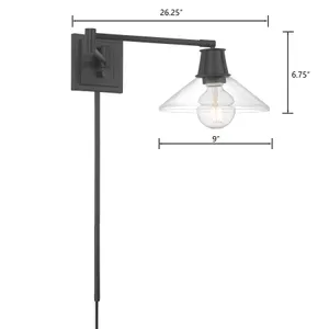 Dillon 6.75'' High 1-Light Swingarm Sconce - Matte Black 2