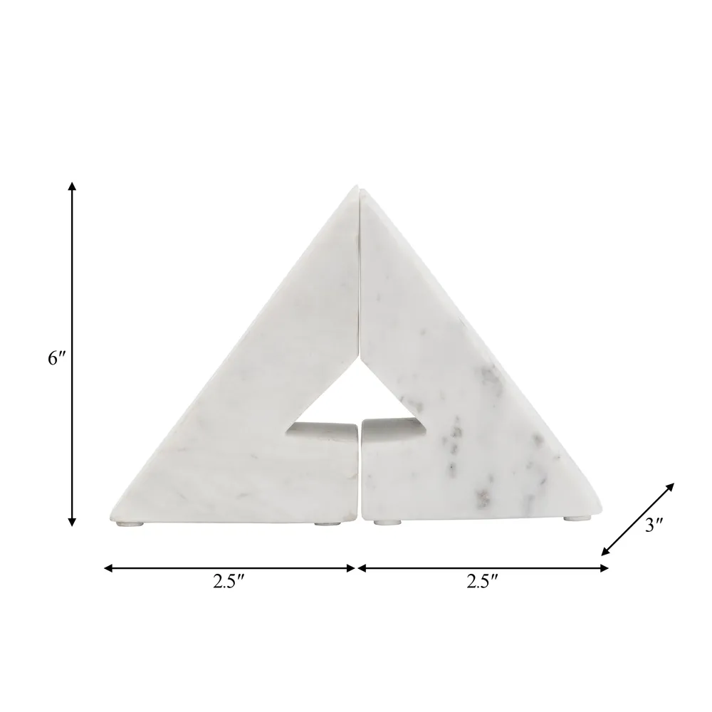 HUTTONLAKE SET OF 2 WHITE BOOKENDS 6 (IN)