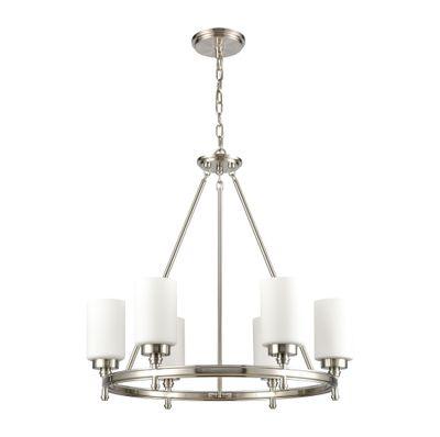 Dawson 25'' Wide 6-Light Chandelier - Satin Nickel