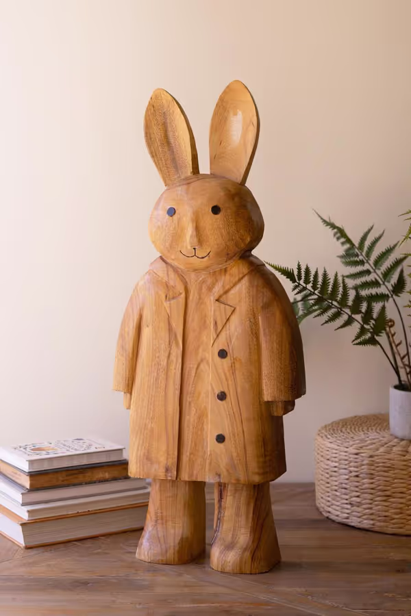 Large Standing Camphor Wood Rabbit