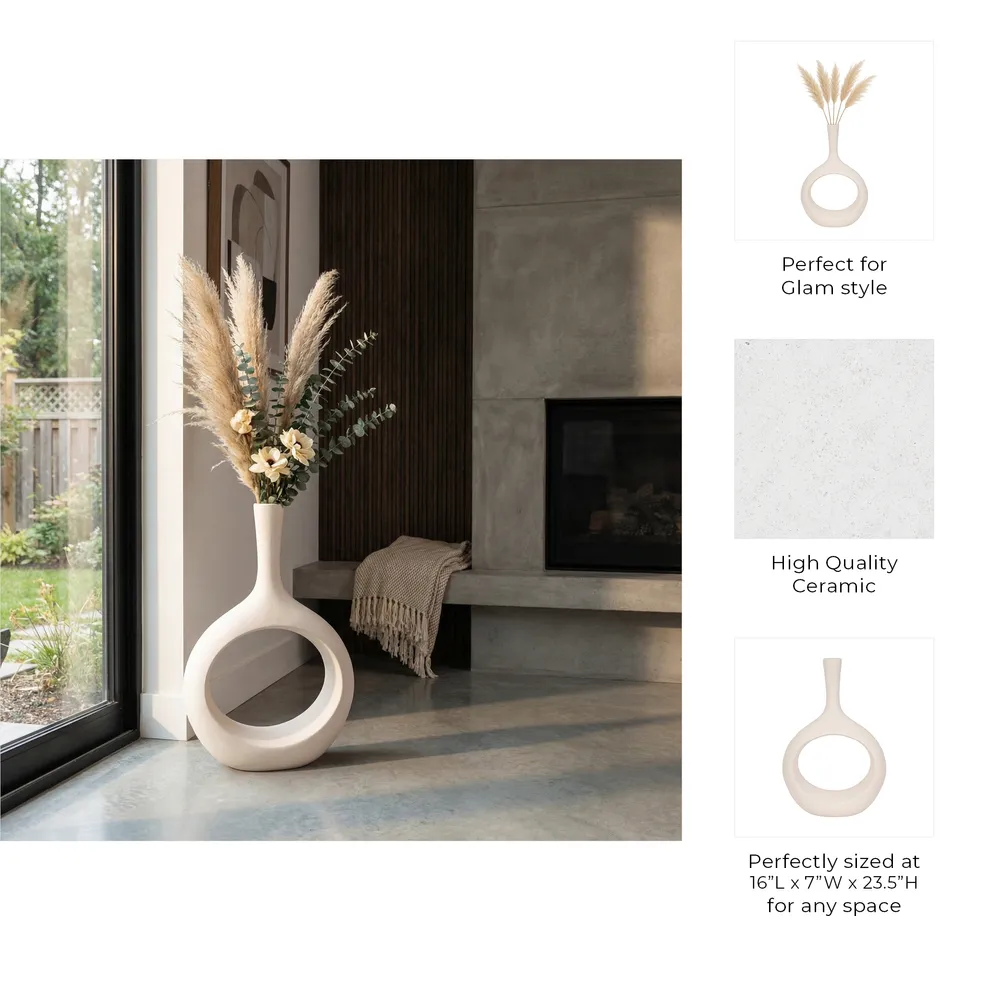 HALSEYOAK WHITE VASE 24 (IN)