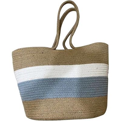 TOTE W ROPE HANDLE & JUTE - WATERCOLOR SHELLS