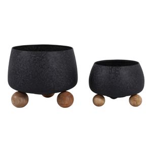 ALBAFIELD SET OF 2 BLACK PLANTER 9 (IN) 3