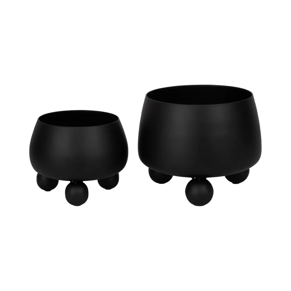 ALBAFIELD SET OF 2 BLACK PLANTER 9 (IN)