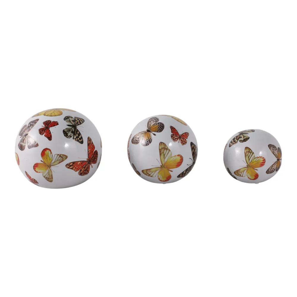 SYLVANWAY SET OF 3 WHITE ORBS 6 (IN)