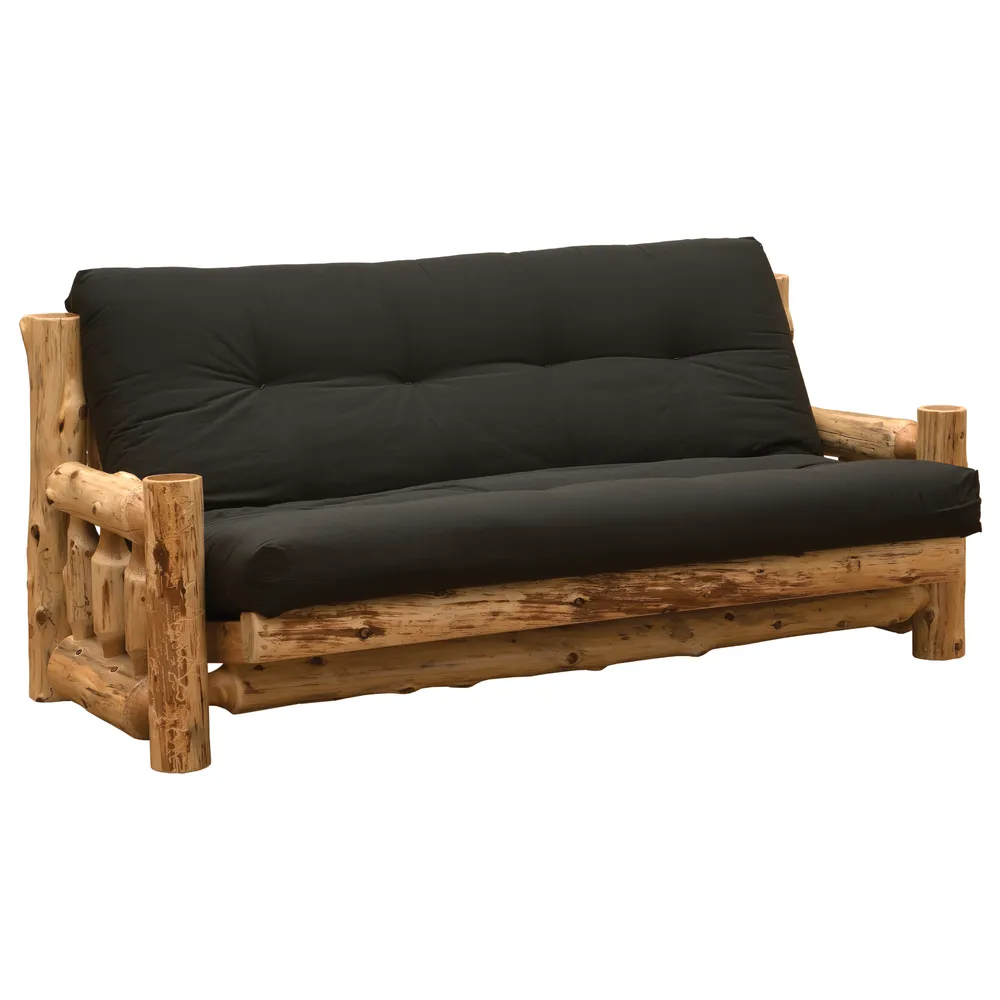 Cedar Log Futon with Mattress - Natual - Able to be fully unassembled