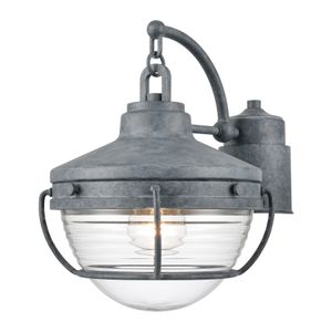 Eastport 12'' High 1-Light Outdoor Post Light - Aged Zinc 1