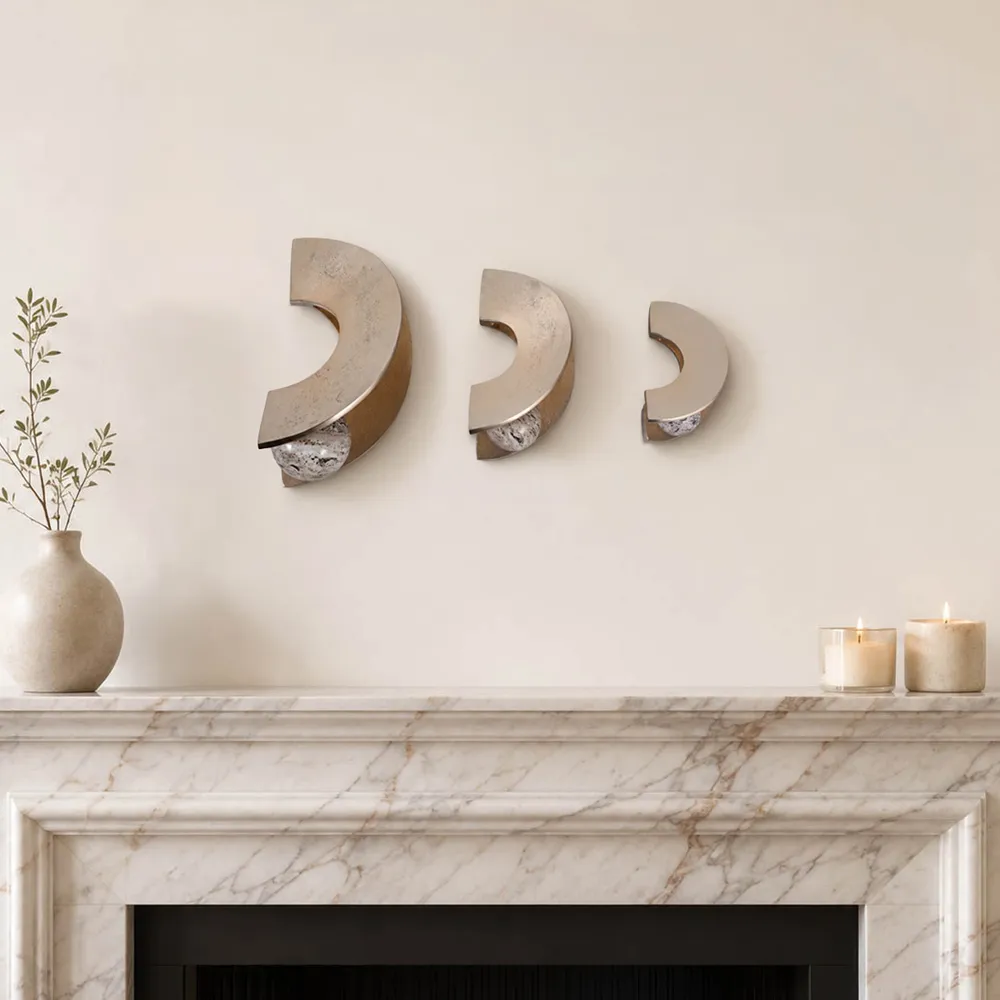 PRESTONWOOD SET OF 3 SILVER WALL SCULPTURES 13 (IN)