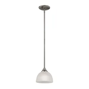 Bristol Lane 7'' Wide 1-Light Mini Pendant - Brushed Nickel with White Glass 1