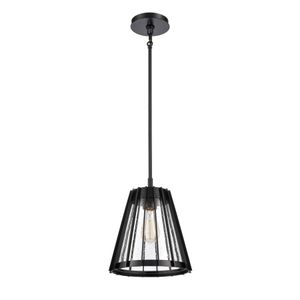 Open Louvers 10'' Wide 1-Light Mini Pendant - Matte Black 2