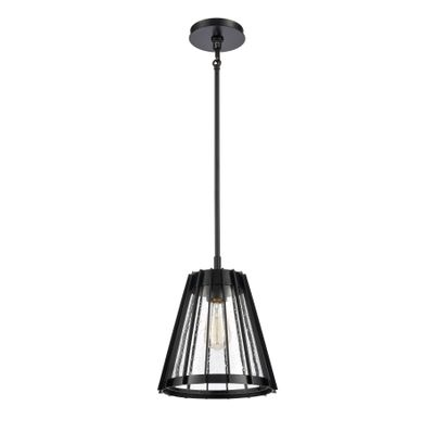Open Louvers 10″ Wide 1-Light Mini Pendant - Matte Black