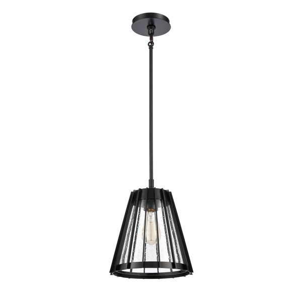 Open Louvers 10'' Wide 1-Light Mini Pendant - Matte Black