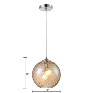 Watersphere 10'' Wide 1-Light Mini Pendant - Polished Chrome with Amber 2