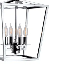 Cage 12'' Wide 4-Light Pendant - Polished Nickel 4