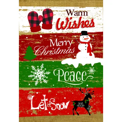 Warm Wishes Burlap Garden Flag 12in by 18in