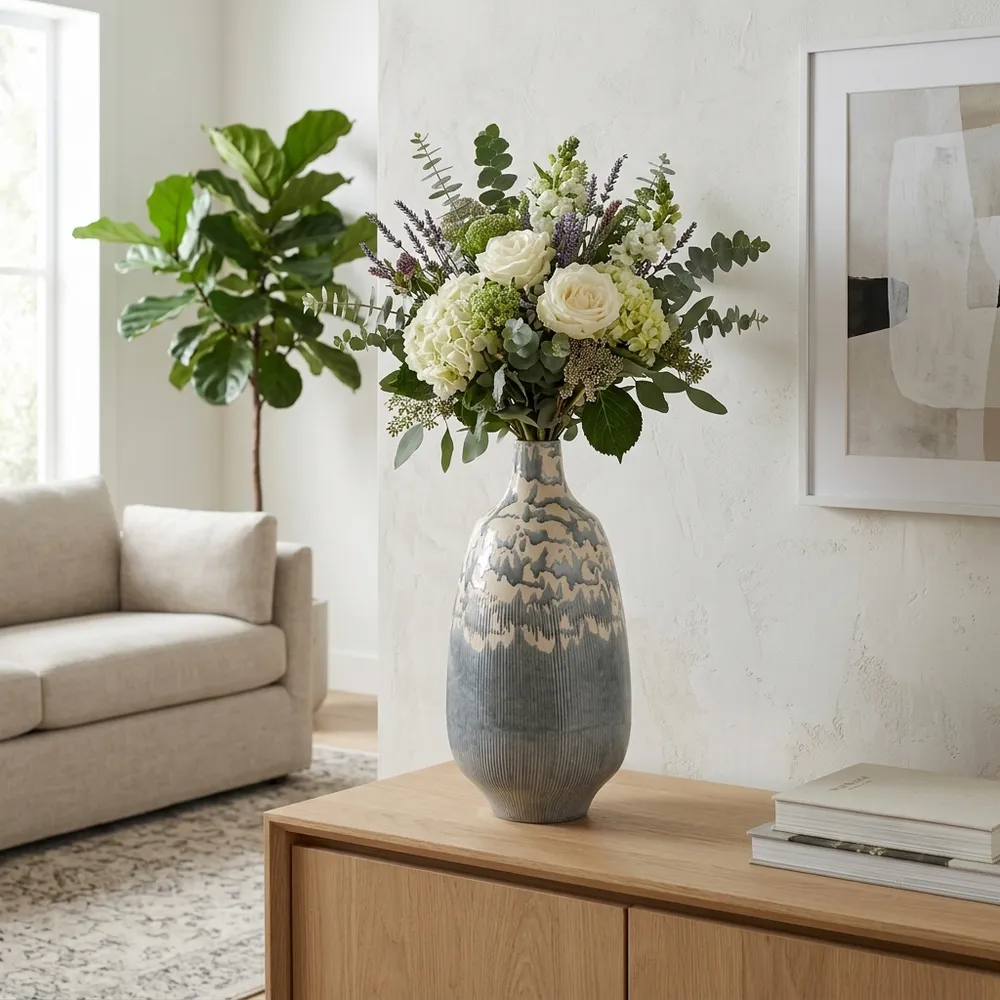 TROY GRAY VASE 18 (IN)