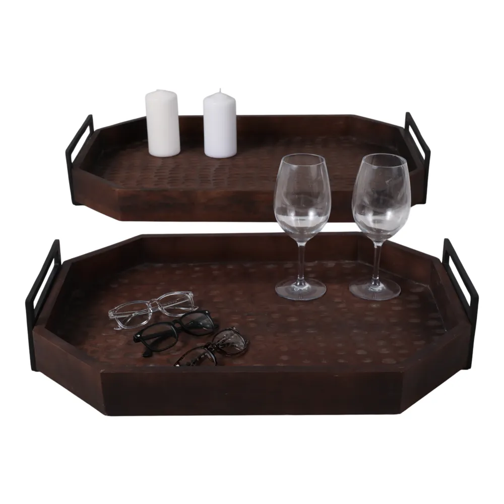 ERINOAK SET OF 2 BROWN TRAY 5 (IN)