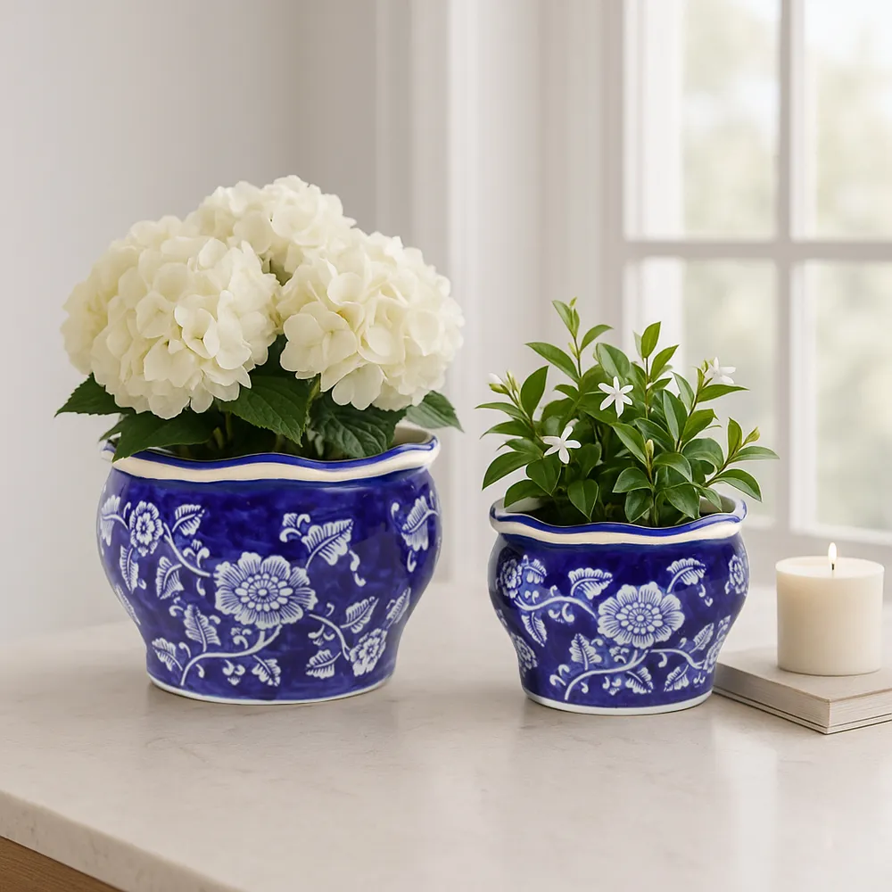 HENLEYDALE SET OF 2 BLUE PLANTER 6 (IN)