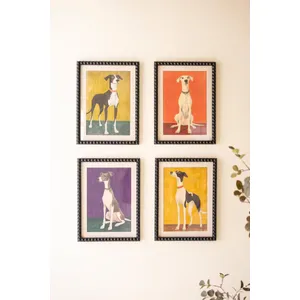 Set of 4 Framed Hound Prints under Glass 1