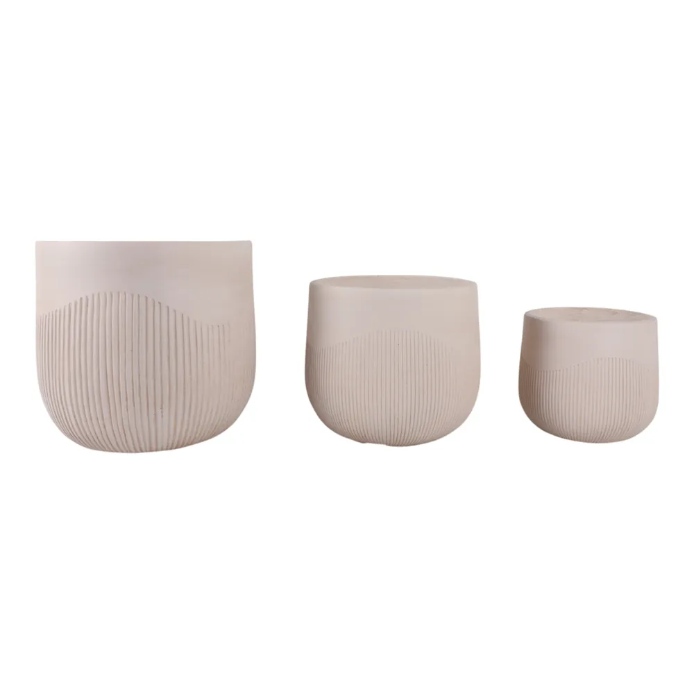 TODDCLIFF SET OF 3 IVORY PLANTER 16 (IN)