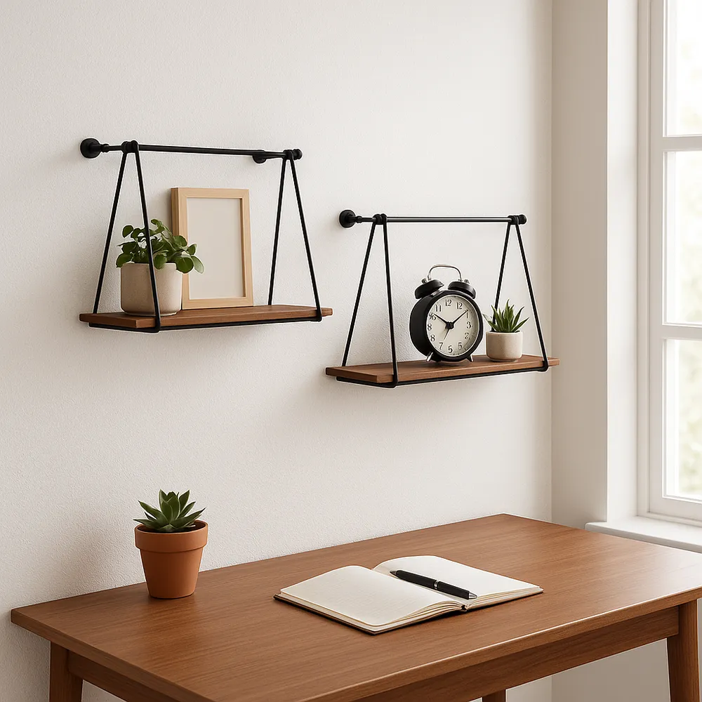FULTONLEY SET OF 2 BROWN WALL SHELF 14 (IN)