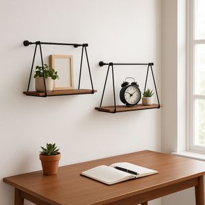 FULTONLEY SET OF 2 BROWN WALL SHELF 14 (IN) 2
