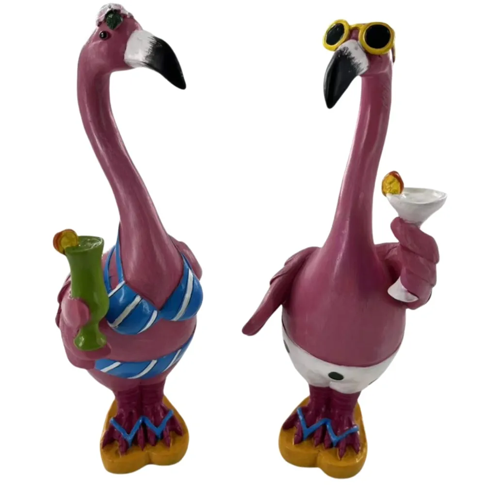 8-3/4" FLAMINGO WITH COCKTAIL 2-ASST