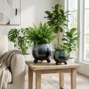SUTTONOAK SET OF 2 BLUE PLANTER 8 (IN) 2