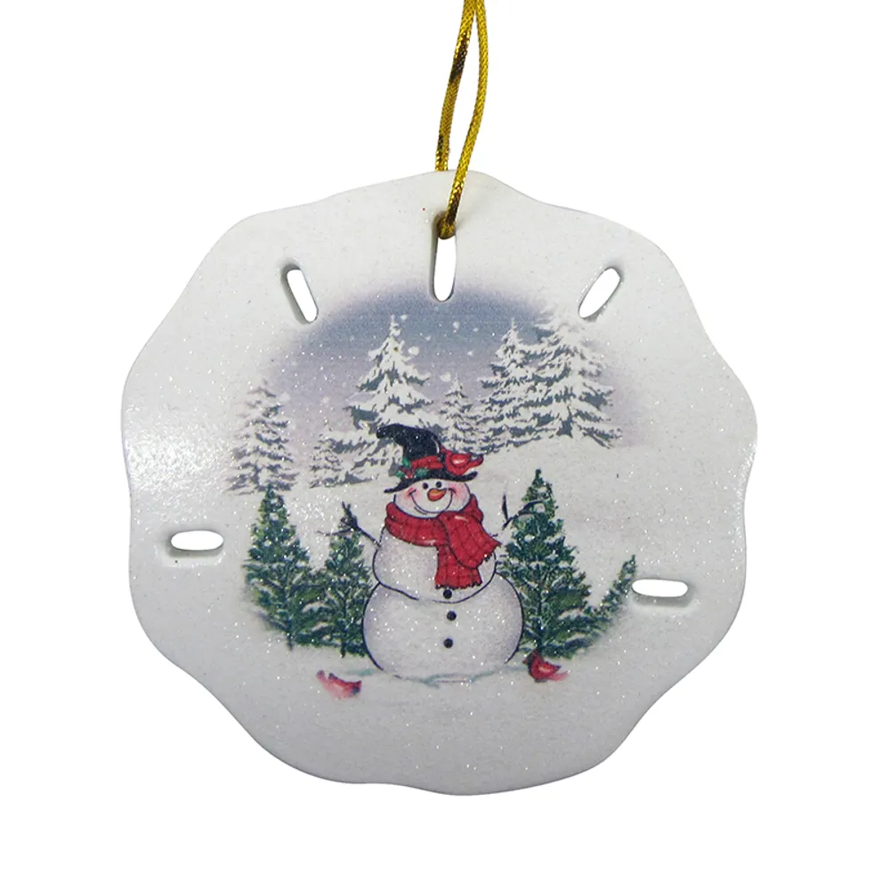 3-3/4" SNOWMAN SAND DOLLAR CHRISTMAS ORN