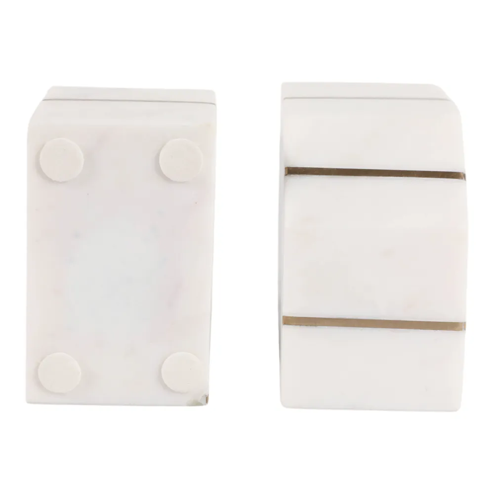 BRUNOCROSS SET OF 2 WHITE BOOKENDS 5 (IN)