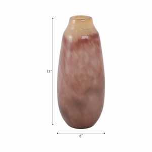 CLYDE PINK GLASS VASE 13 (IN) 9