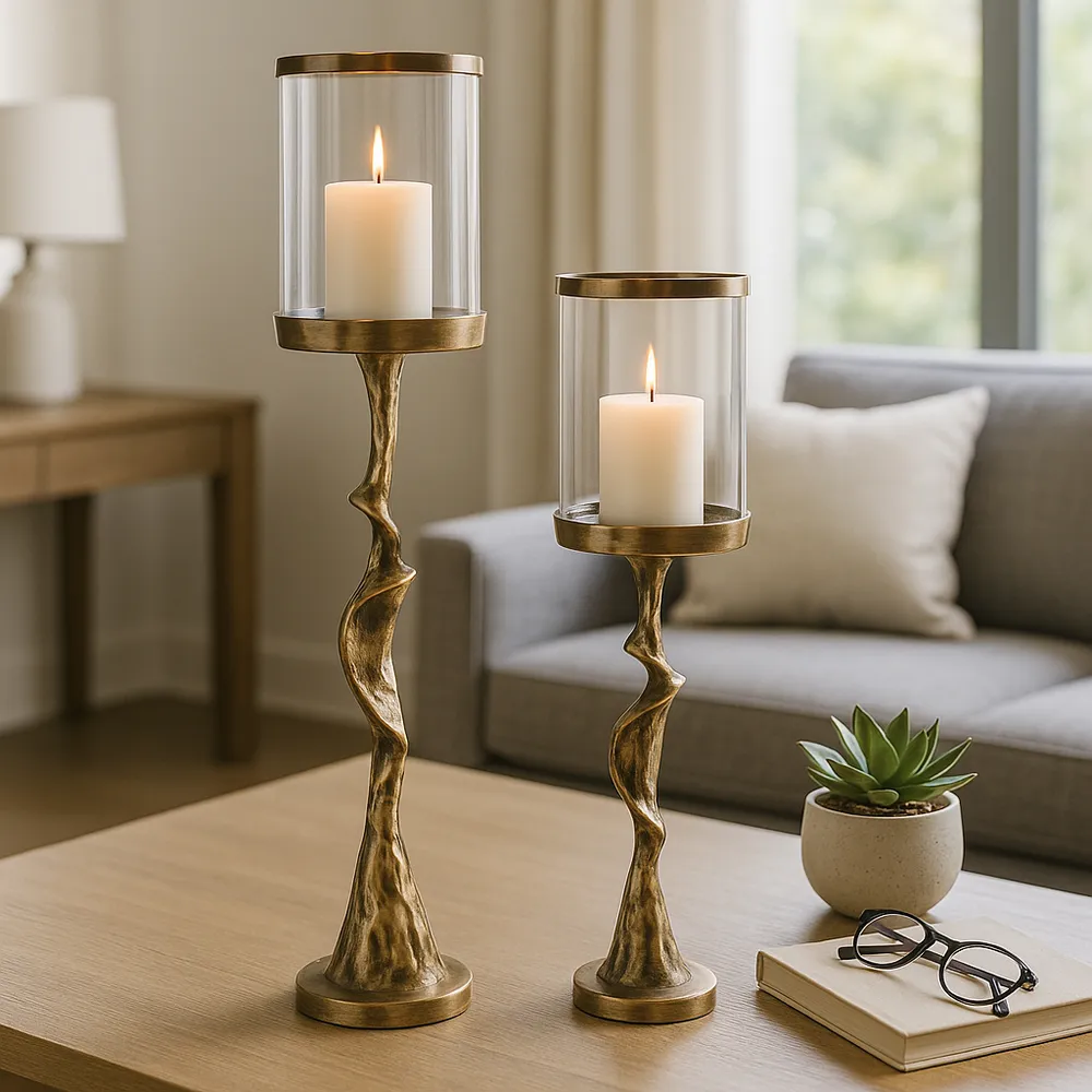 GARNETTMORE SET OF 2 GOLD CANDLE HOLDER 30 (IN)