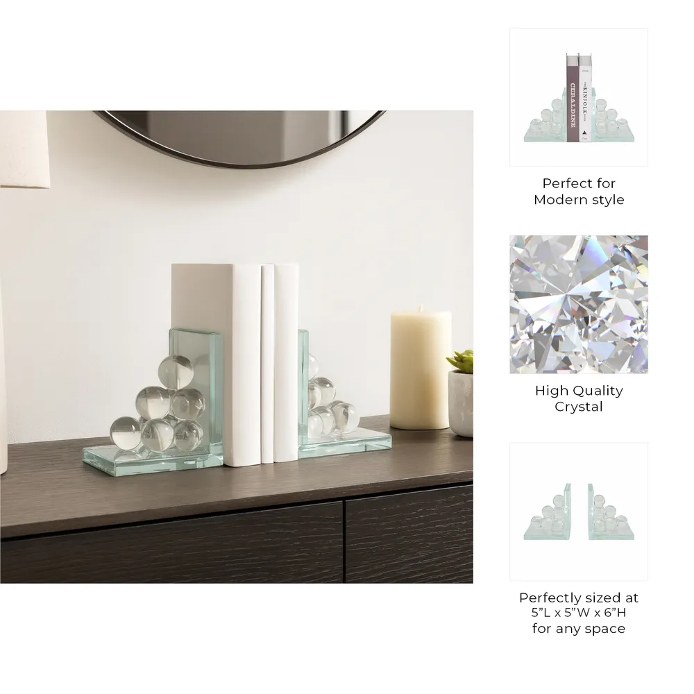 TANNER SET OF 2 CLEAR BOOKENDS 6 (IN)
