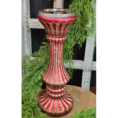 Tall Candy Striped Pillar Candle Holder 5x5x16.5in