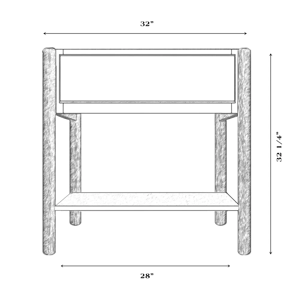 Hickory Log Open Vanity with Shelf - without Top - Cinnamon