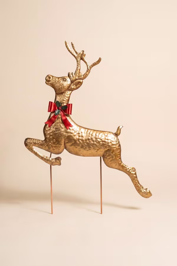Painted Metal Reindeer Yard Stake
