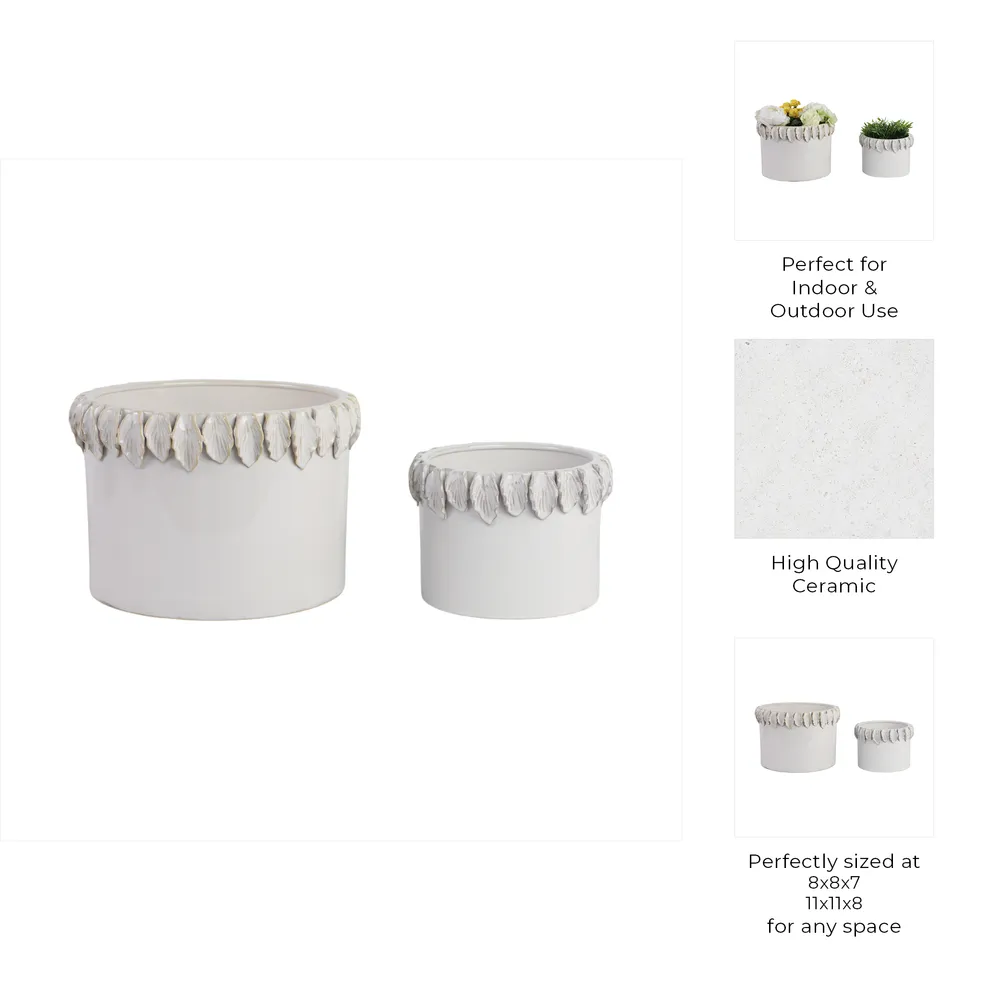 GARLANDWELL SET OF 2 WHITE PLANTER 9 (IN)