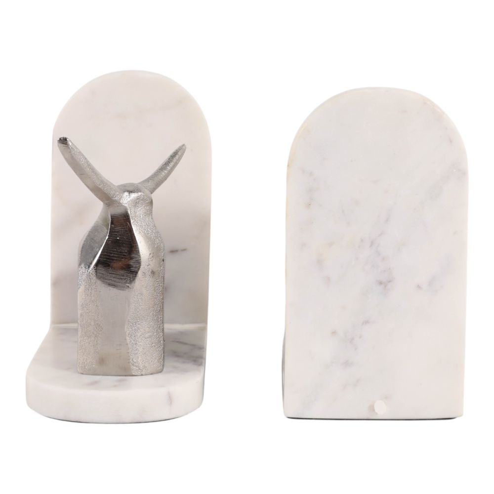 ALMACREST SET OF 2 WHITE BOOKENDS 7 (IN)