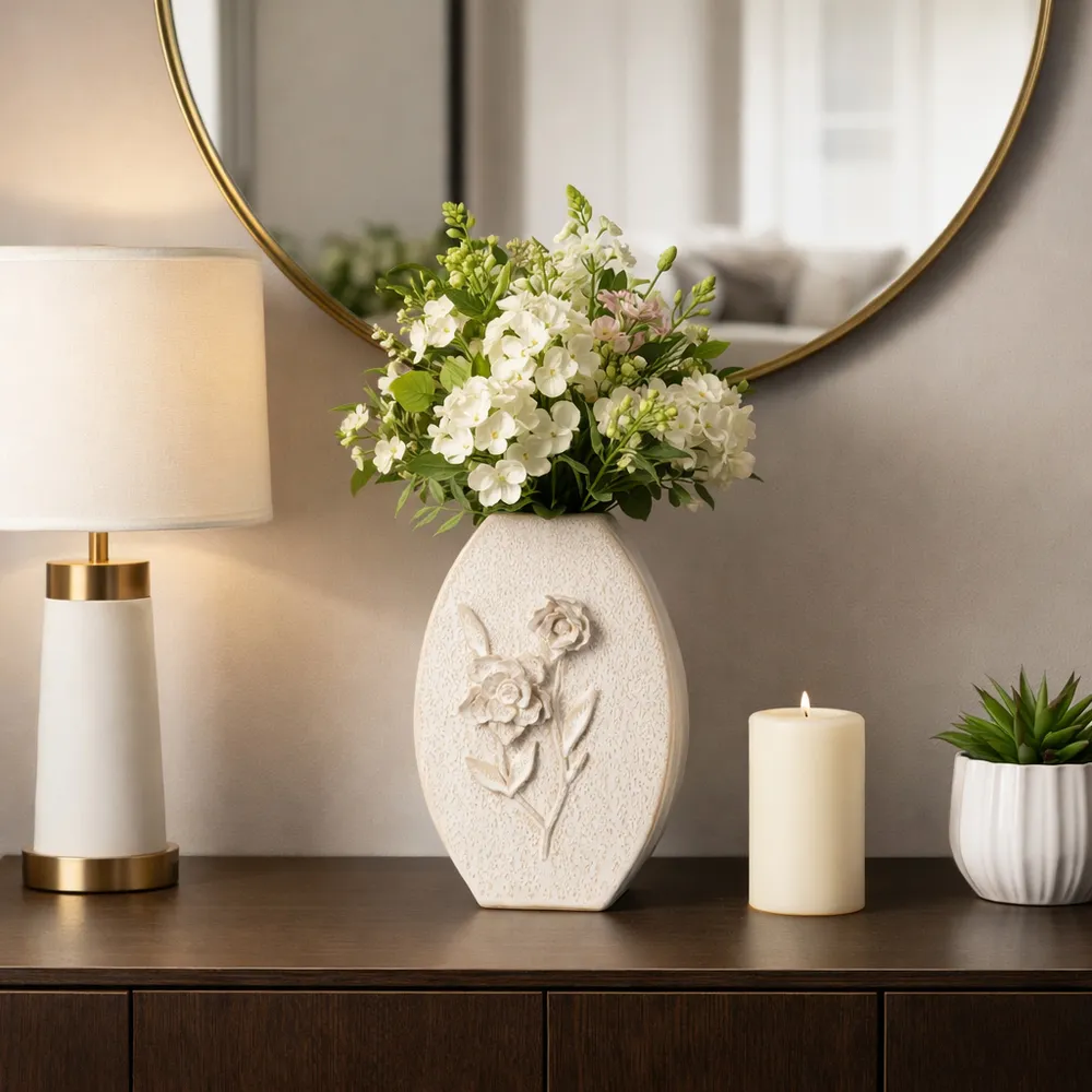 HAYESTON WHITE VASE 15 (IN)