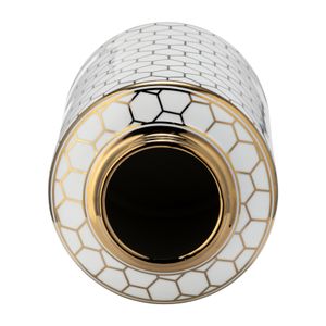 CER, 12" HONEYCOMB JAR W/ LID, GOLD 7