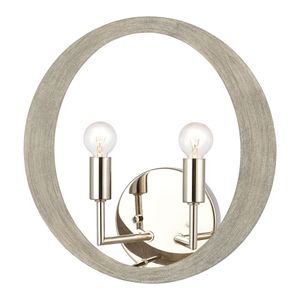 Retro Rings 12'' High 2-Light Sconce - Sandy Beechwood 1