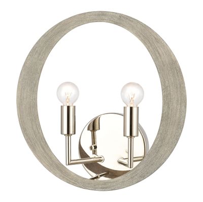 Retro Rings 12″ High 2-Light Sconce - Sandy Beechwood