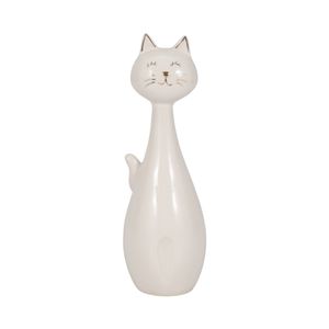 9" SITTING KITTY, WHITE/GOLD 1