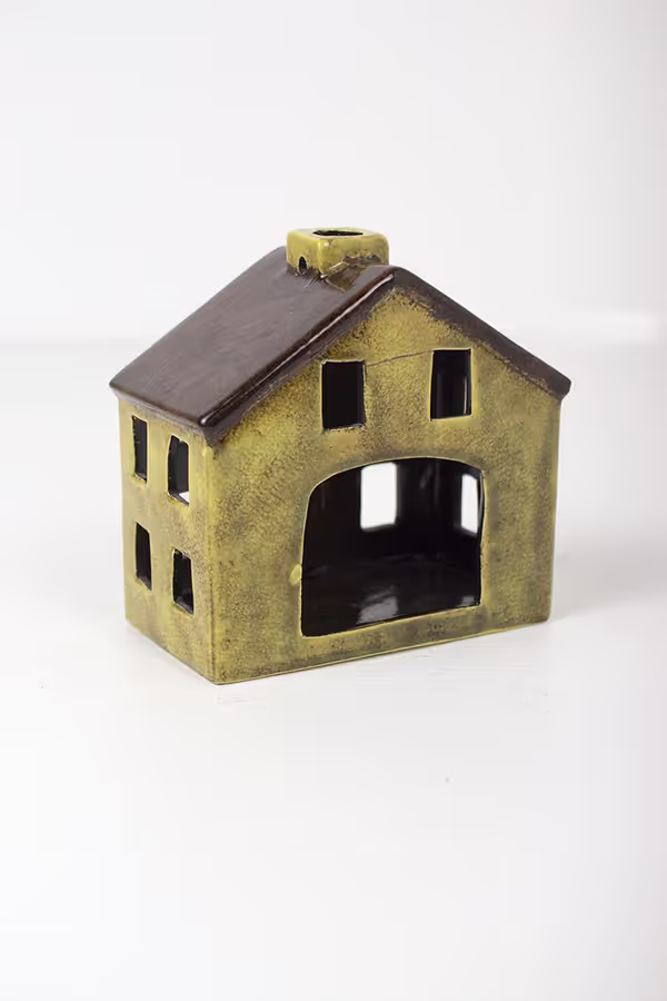 Set of 6 Colorful Ceramic Village Luminaries