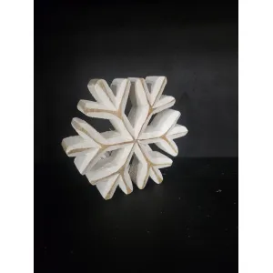 White Washed Wooden Snowflakes 5x5in 1