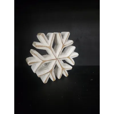 White Washed Wooden Snowflakes 5x5in