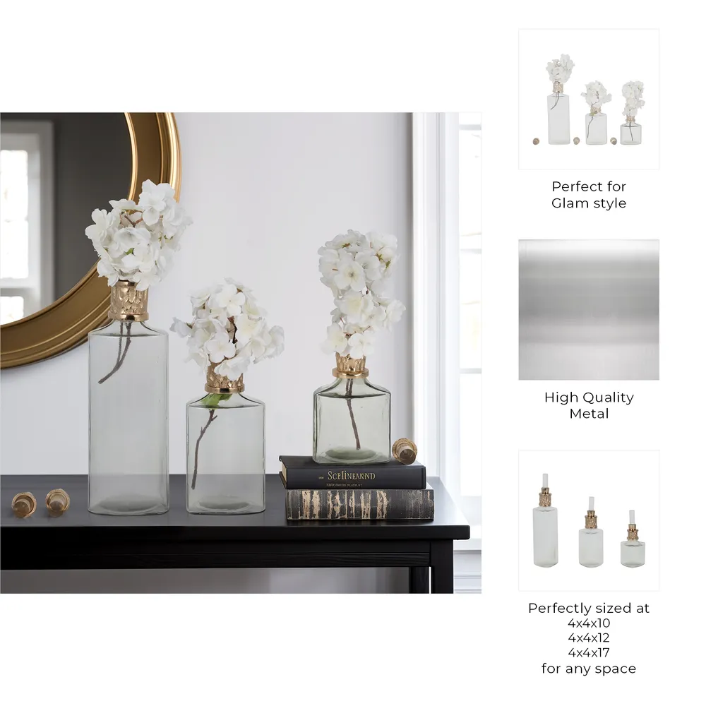 HOUSTONCROSS SET OF 3 GOLD GLASS VASES 17 (IN)